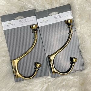 Threshold Antique Brass Finish Hook x 2